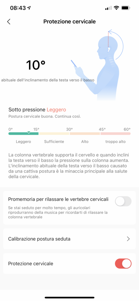 app zepp - Amazfit Powerbuds Pro - screenshot funzione protezione cervicale