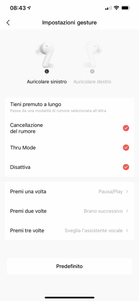 app zepp - Amazfit Powerbuds Pro - screenshot gesture e controlli