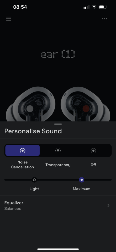 app nothing ear 1 - riduzione del rumore e trasparenza