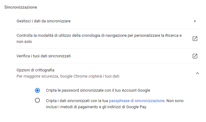google account sincronizzazione