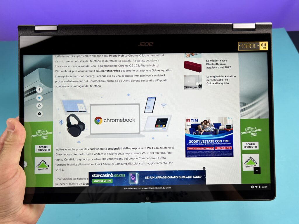 Acer Chromebook Spin 514 modalità tablet