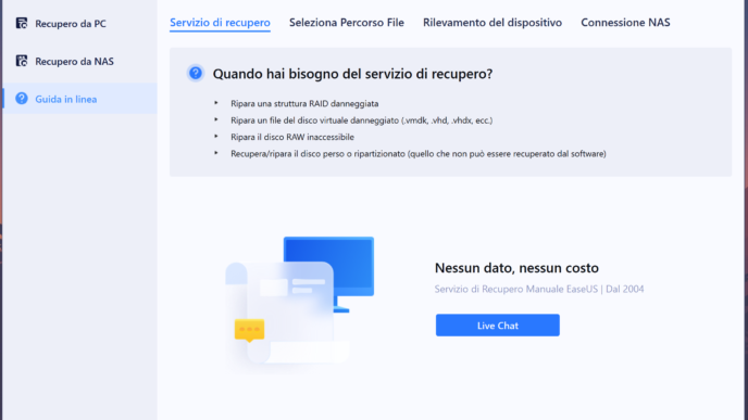 EaseUS Data Recovery Wizard - guida in linea per il recupero dati cancellati