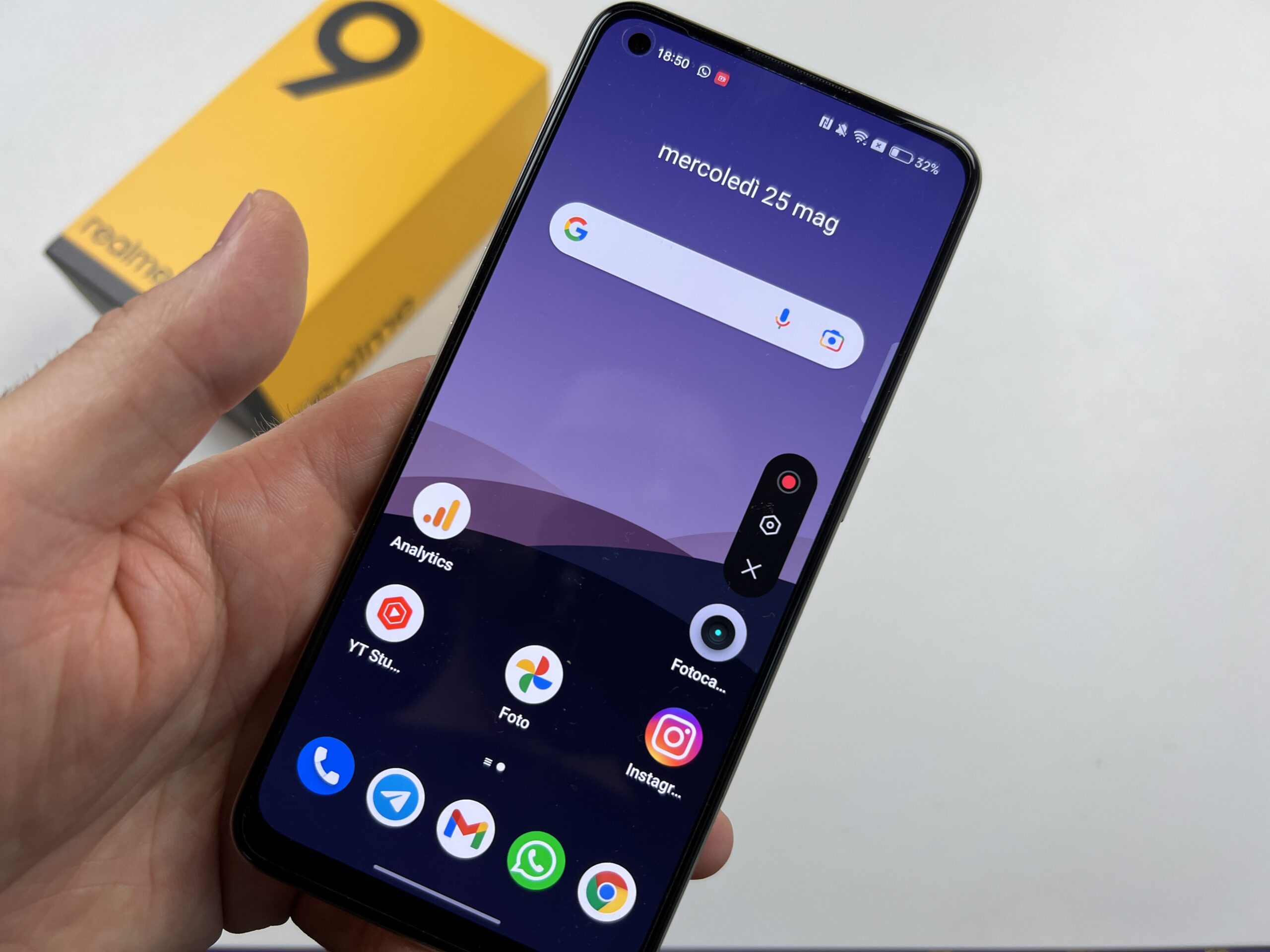 registrare lo schermo di uno smartphone Realme - tasti di funzione