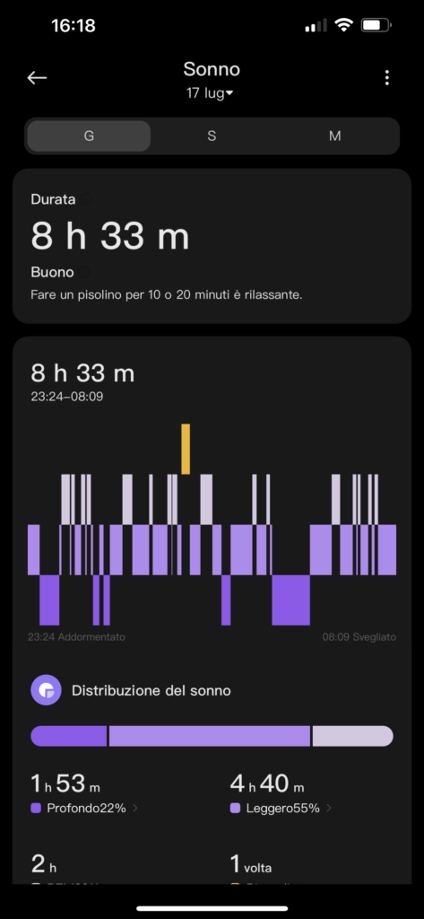 Xiaomi Smart Band 7 - app -dati sonno