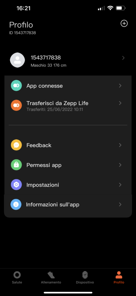 Xiaomi Smart Band 7 - funzioni smart - profilo personale