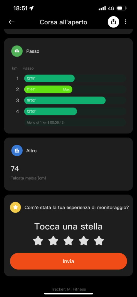 Xiaomi Smart Band 7 - sport - dati camminata in montagna