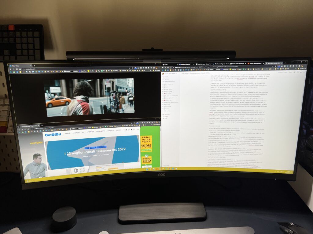 monitor ultrawide AOC CU34P2C - multitasking 3 finestre monitor ultrawide AOC CU34P2C - multitasking 3 finestre