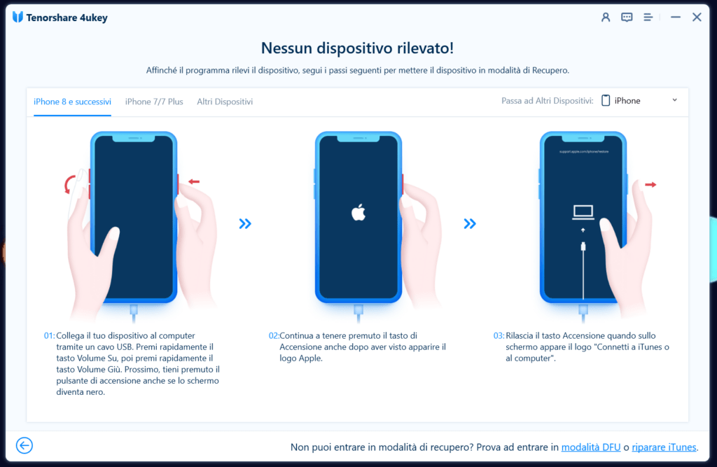 4ukey - passaggi per la rimozione del passcode