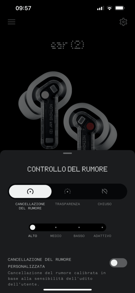 app Nothing X per Nothing Ear (2) - modalità