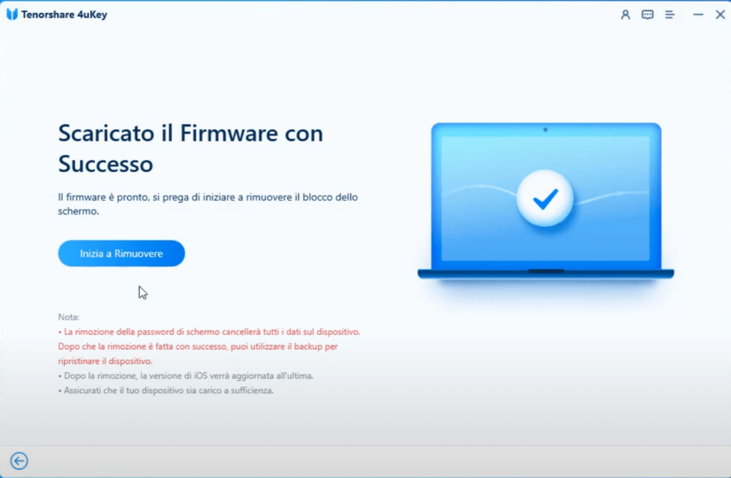 sblocco passcode 4ukey tenorshare - pronto pe la rimozione