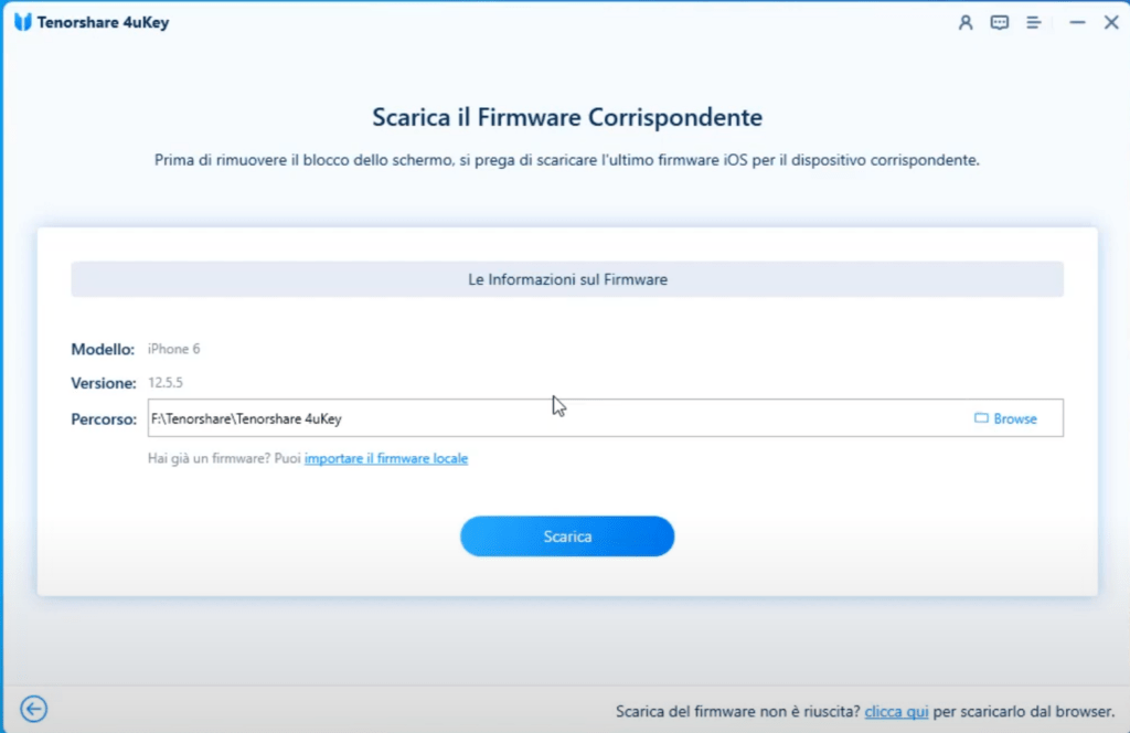 sblocco passcode - scaricare il firmware per il programma 4ukey