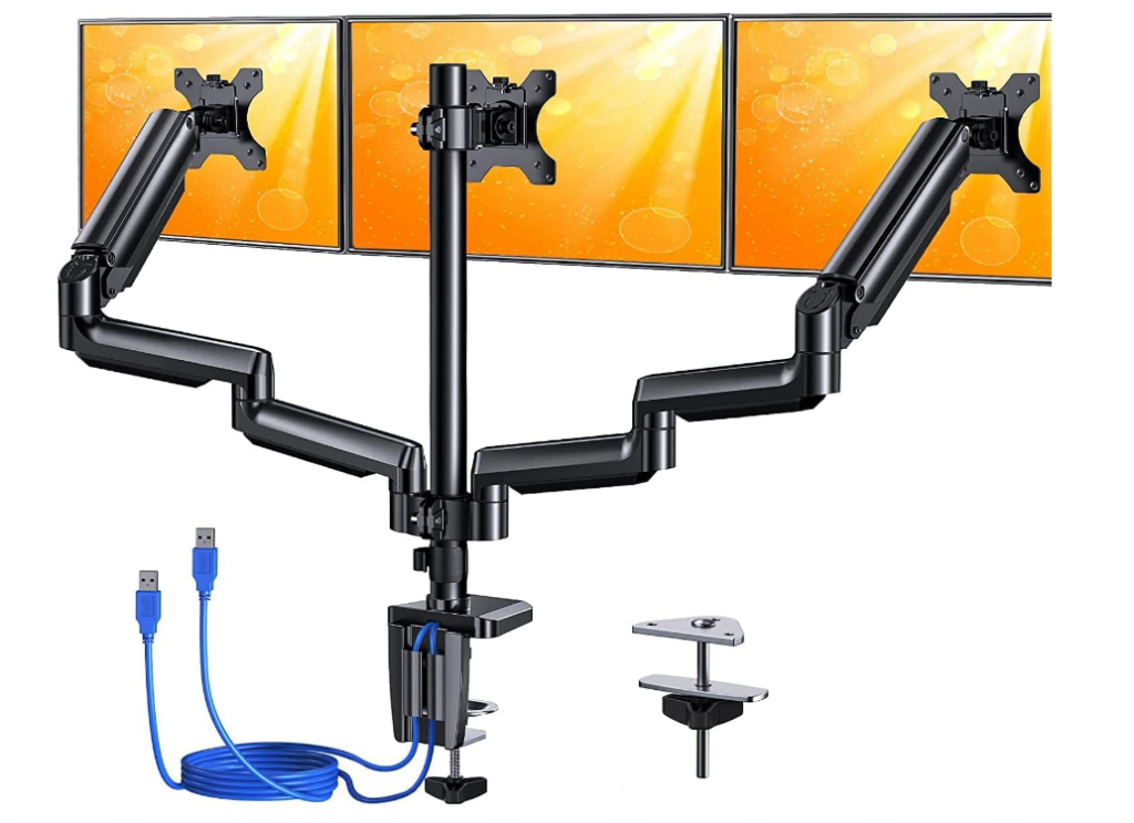 Supporto Doppio Monitor Bracci A Molla Gas, Per Schermi Da 22 A 35 Pollici, Portata 14 Kg Per Braccio