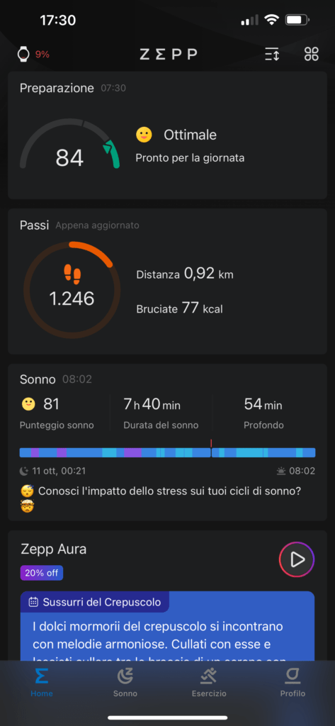 app zepp per amazfit balance - home