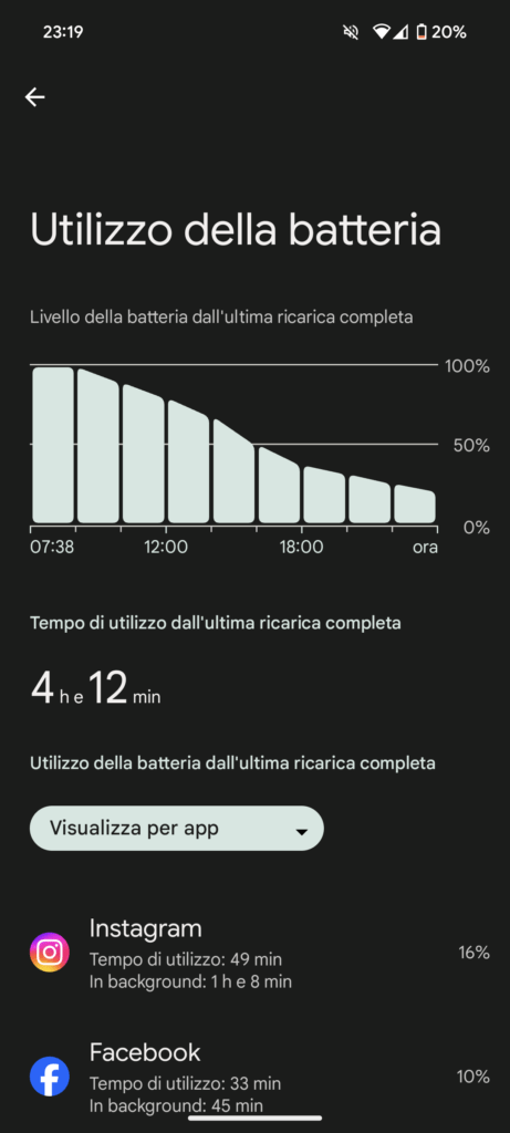 screenshot batteria pixel 8