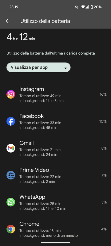 screenshot batteria pixel 8