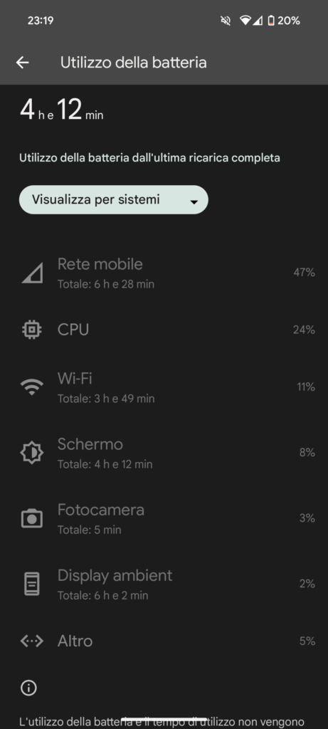 screenshot batteria pixel 8