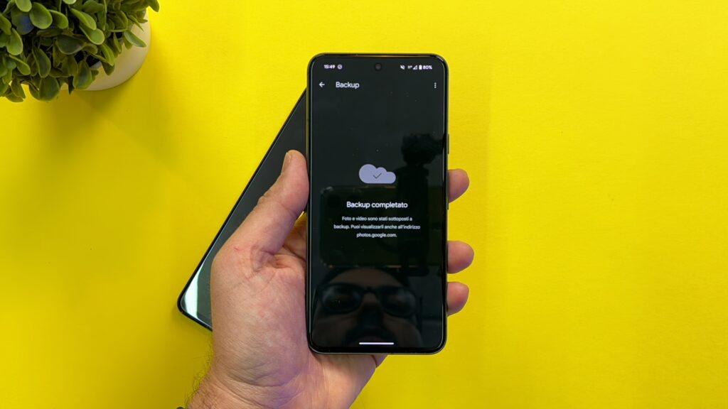 reset smartphone android - backup completato