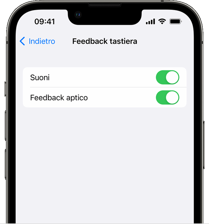 Disattiva il feedback aptico della tastiera