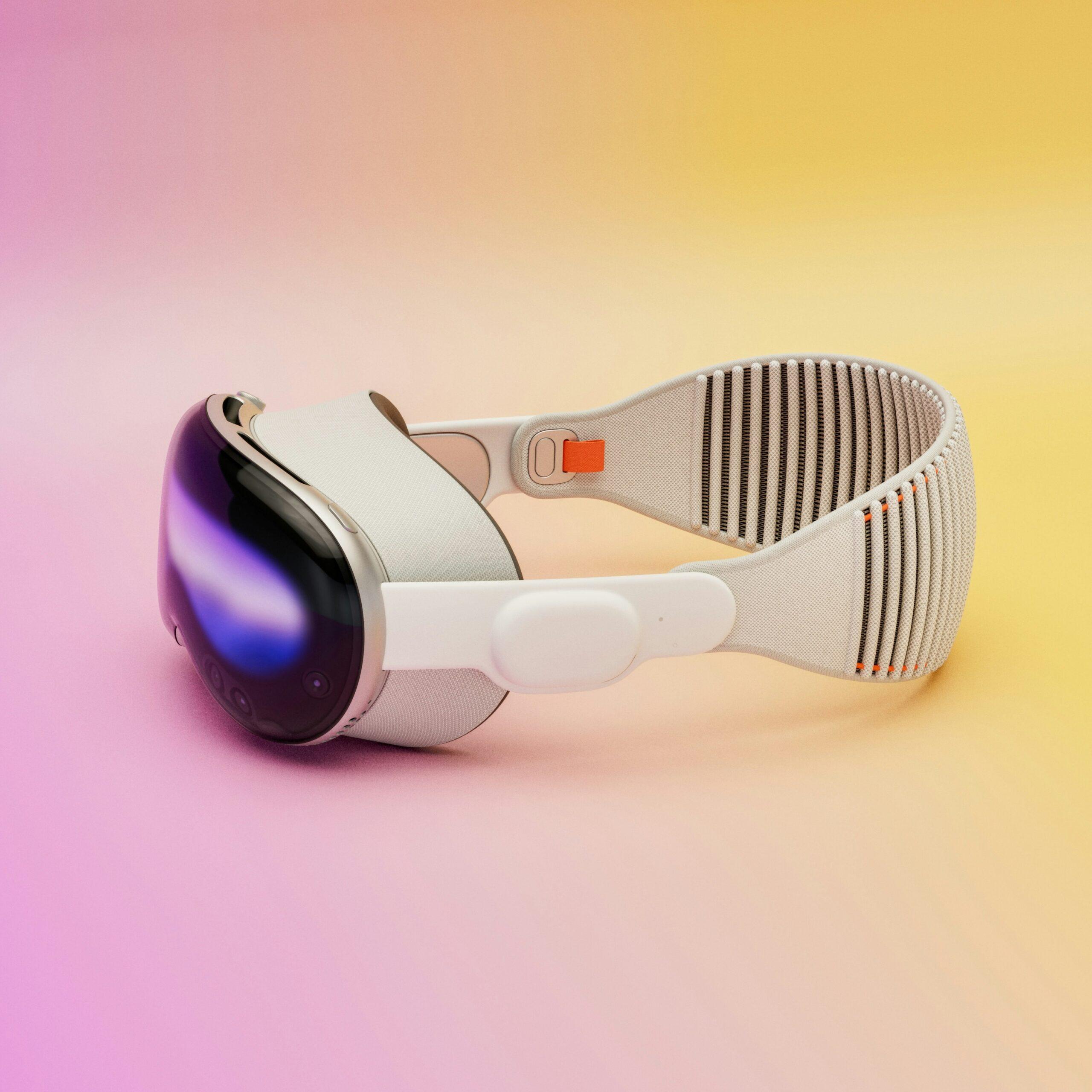 Apple Vision Pro VR headset on a colorful background