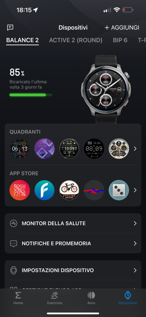 Recensione Amazfit Balance 2 - app zepp - possibilità di personalizzazione