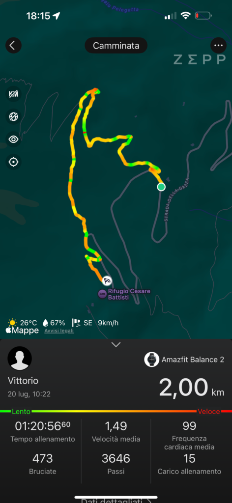 Recensione Amazfit Balance 2 - app zepp - traccia gps