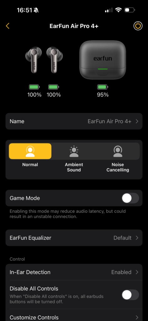 EarFun Air Pro 4+ app 1