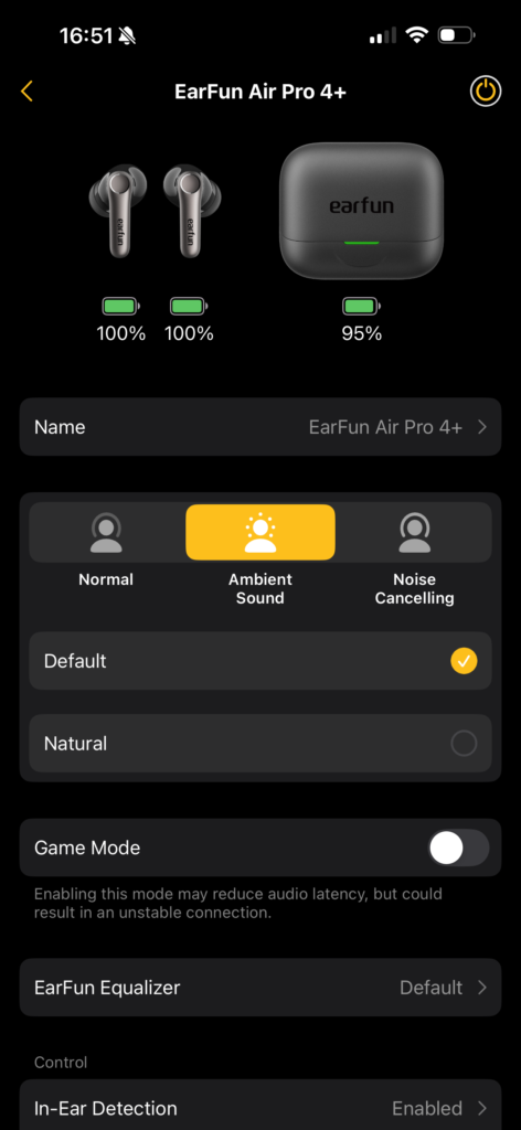 EarFun Air Pro 4+ app 2