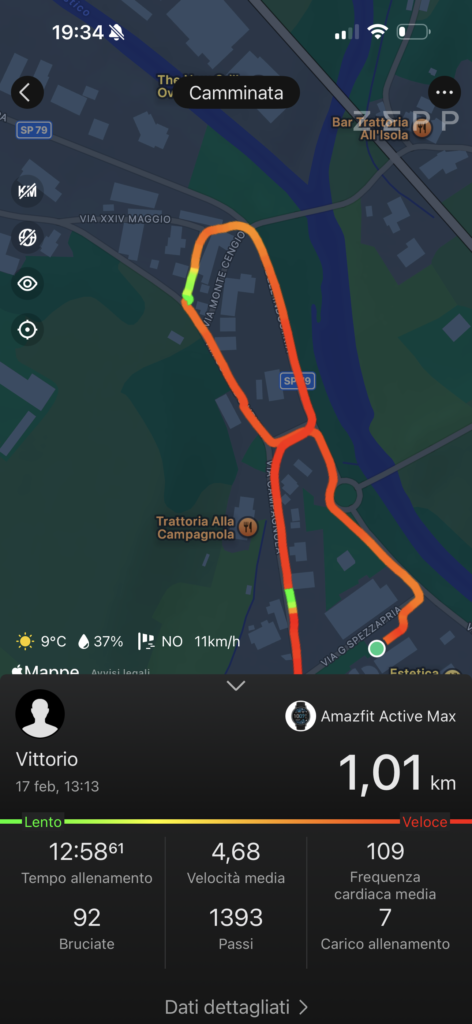 amazfit active max - dati allenamento - 1