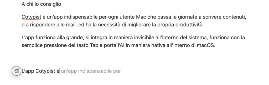 app Cotypist - suggerimenti