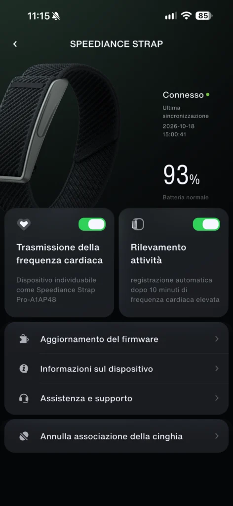 Speediance Strap Pro app connesso