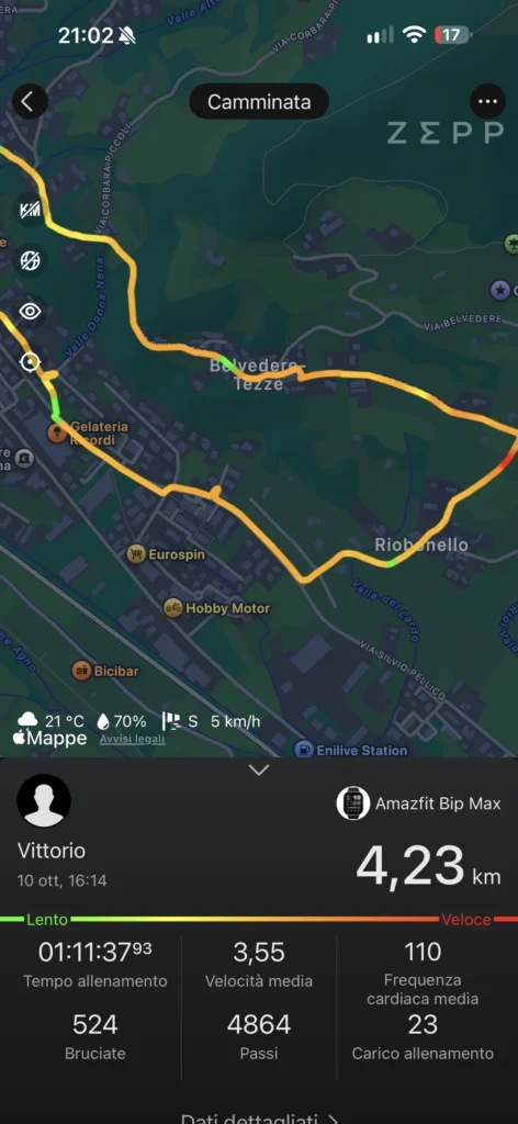 amazfit bip max - app - allenamento 1