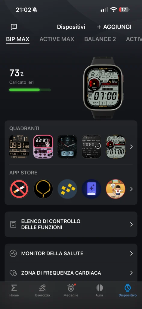 amazfit bip max - app - smart 1